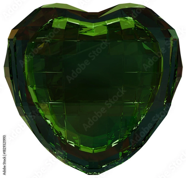 Obraz Green Heart 3D Prismatic Gem Abstract Shape