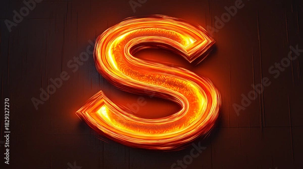 Fototapeta Glowing letter S design element, fiery typography for branding or signage, vibrant and captivating