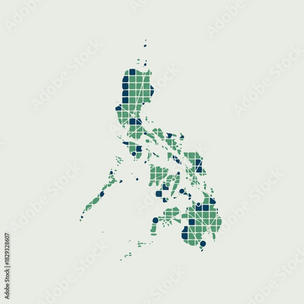Obraz Geometric Green Philippines Map