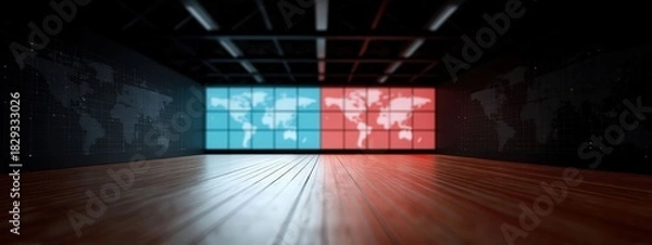 Fototapeta Global finance room with conflicting currency data, Currency Clash