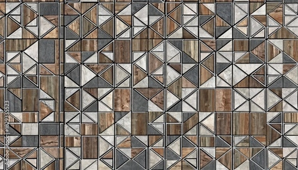Fototapeta Geometric mosaic pattern with triangles and squares, abstract design.
