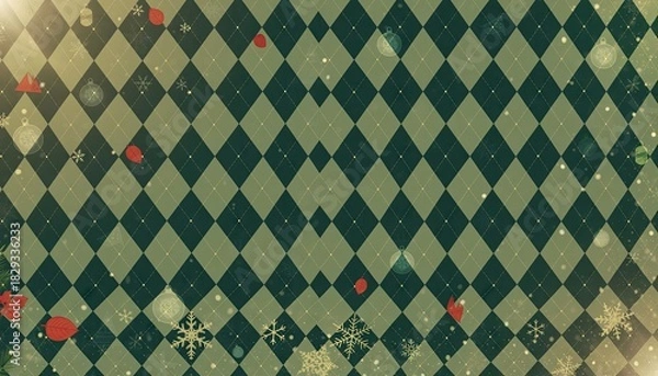 Obraz Geometric diamond pattern with festive holiday elements and subtle bokeh.