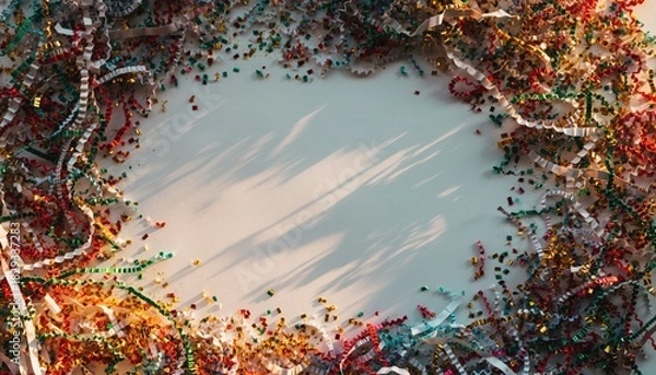 Obraz Festive Garland Frame with Empty Center for Holiday Decor.