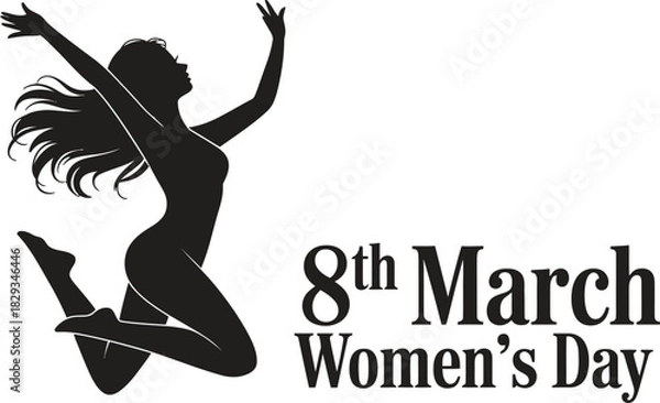 Fototapeta Black and white silhouette illustration of dancing in a white background.