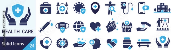 Obraz ベクターの健康管理に関するシルエットアイコンセット
