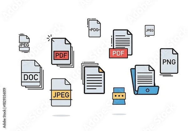Obraz File formats and types on white background layout