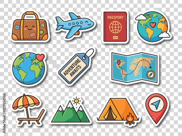 Obraz set of travel icons with transparant background