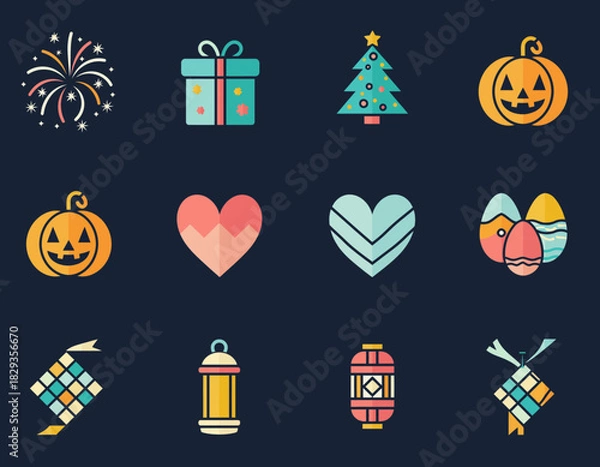 Obraz event cultural icons set