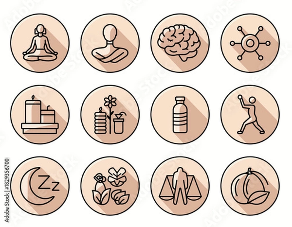 Obraz wellness lifestyle vector icon set