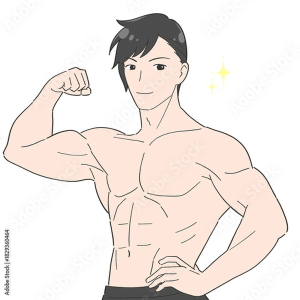 Obraz  筋肉ムキムキの男性　イラスト