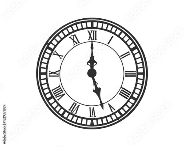 Obraz Classic roman numeral clock face showing five oclock