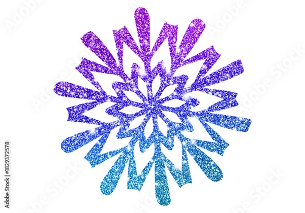 Obraz Snowflake Glitter Ombre in Blue and Purple with Metallic Foil Shine and Decorative Winter Gradient Design