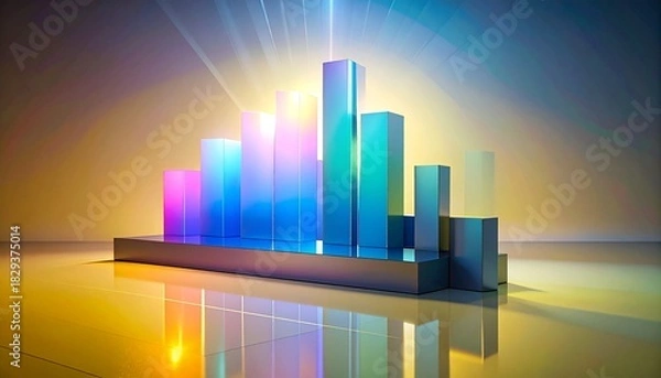 Fototapeta Vibrant glowing bar chart representing data visualization and progress.