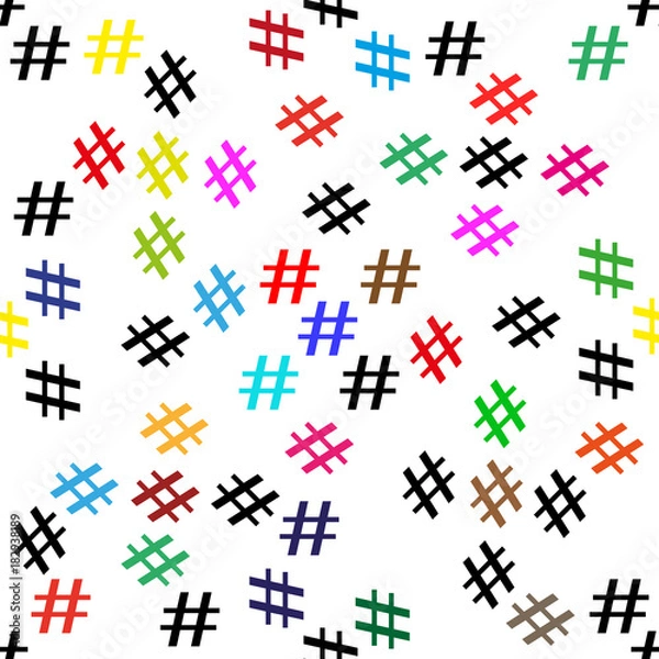 Fototapeta Hashtag icon seamless pattern. Hashtag random seamless pattern