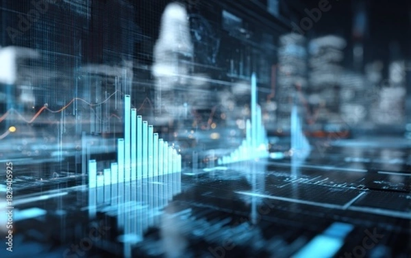Obraz Abstract digital data visualization with business and financial information