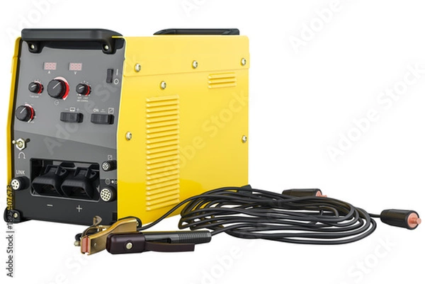 Obraz Welding machine with work cables and clamps, transparent background