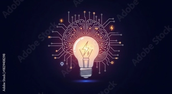 Fototapeta Illuminating Intelligence: A visual representation of innovative thinking and problem solving