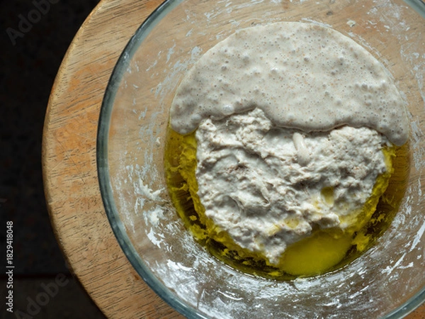 Obraz sourdough focaccia bread mixture