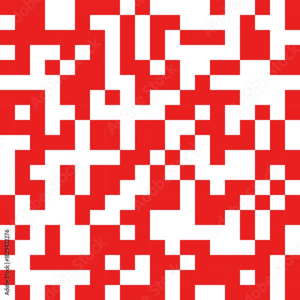 Fototapeta Bold red-and-white blocky abstract pattern