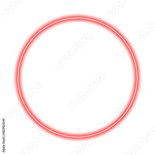 Obraz Bright Pink Neon Circle Frame - Glowing Round Border 