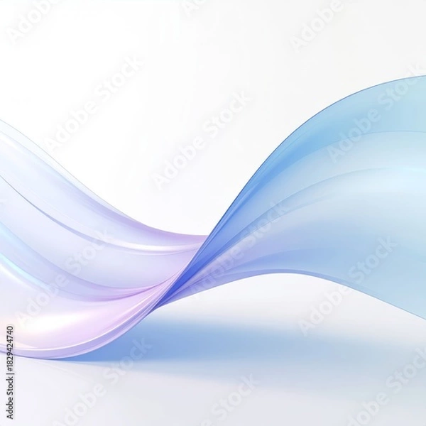 Obraz Abstract flowing waves of light blue and soft purple with subtle illumination on a clean white background