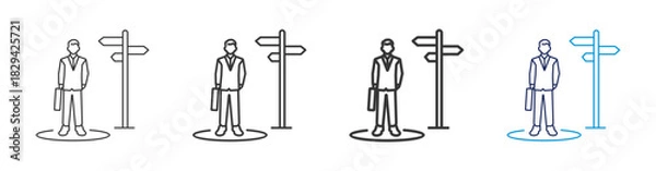 Fototapeta A collection of illustration direction icons that shape the future with various line styles, thicknesses and colors on a white background.