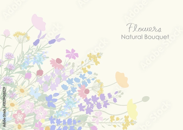 Obraz ナチュラルでシックなスモーキーカラーの草花の花束