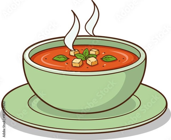 Fototapeta Vector illustration of a bowl of soup.
