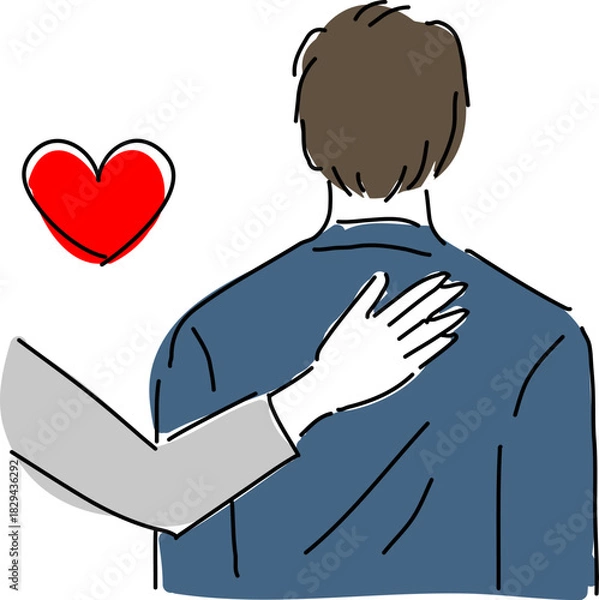 Fototapeta 男性会社員の背中に添えた手、サポート