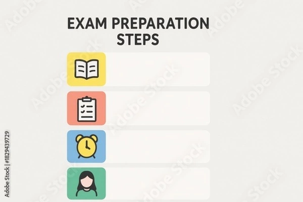 Fototapeta Exam preparation steps: Study, plan, schedule, and get ready for success!