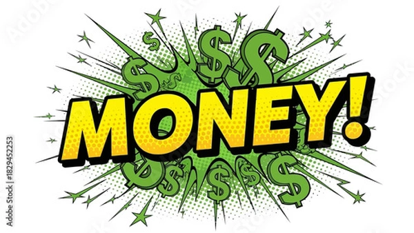 Obraz Money explosion comic book style illustration.