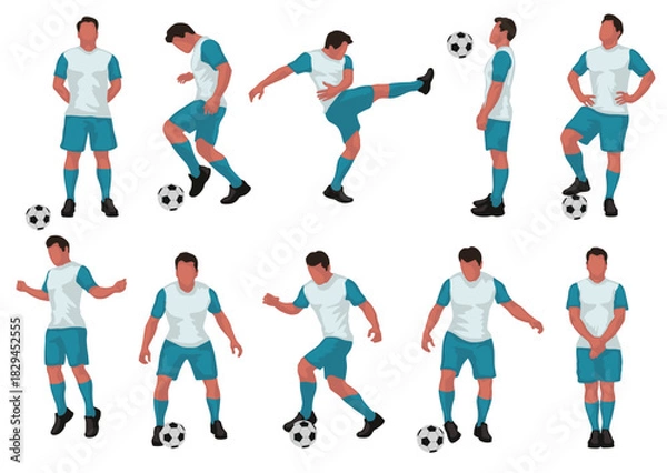 Fototapeta Soccer player set colored