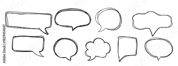 Fototapeta speech bubble frame scribble fast hand drawing pent