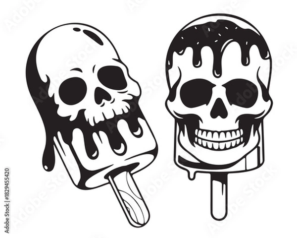 Fototapeta Spooky Skull Ice Cream Pops: A Unique Design for Graphic Design