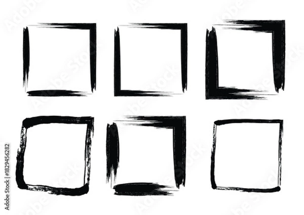 Fototapeta square shape bold line grunge shape brush stroke pictogram