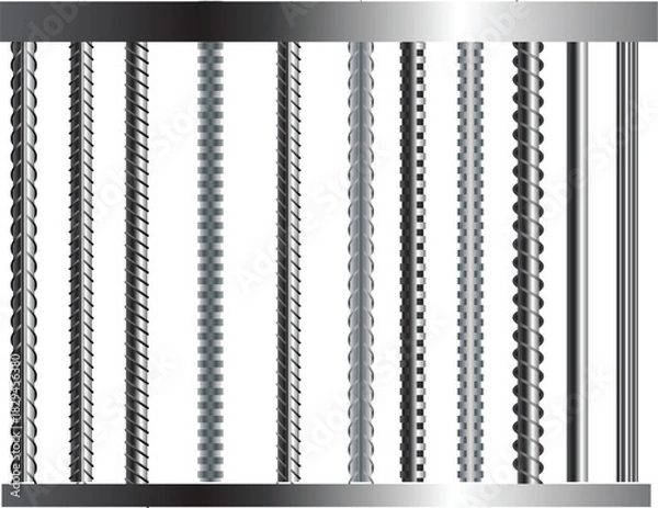Fototapeta Sreel Rebars Set on White Background