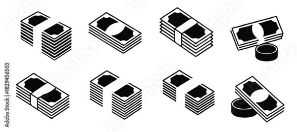 Fototapeta stacks of money with different arrangements