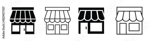 Fototapeta Store front icon set of 4, design element suitable for websites, print design or app
