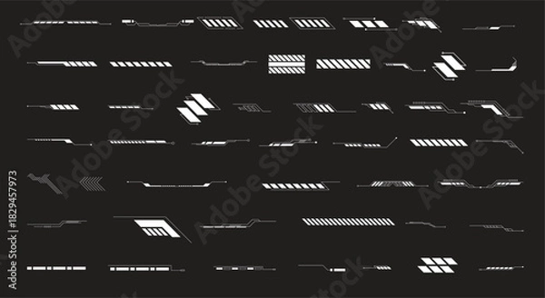 Fototapeta Streetwear decoration elements. Ready for digital and printing design. Futuristic User Interface set. Statistics, data information infographic.
