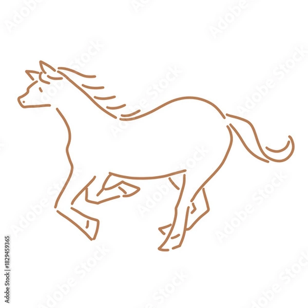 Obraz シンプルな走る馬のイラスト