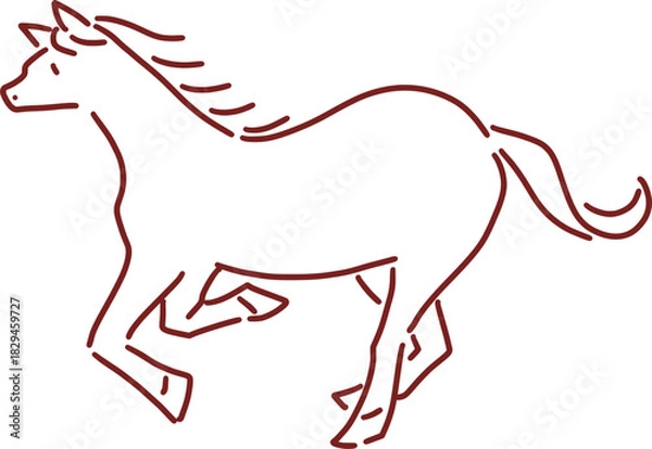 Fototapeta シンプルな走る馬のイラスト