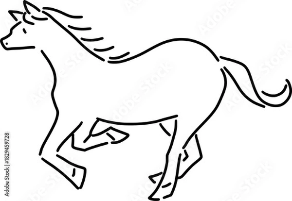 Fototapeta シンプルな走る馬のイラスト