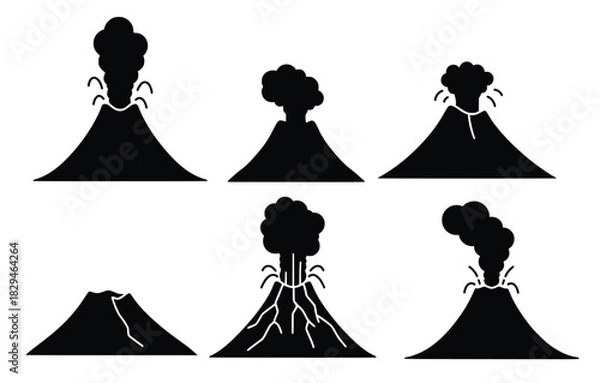 Obraz various volcano icons isolated on white background 