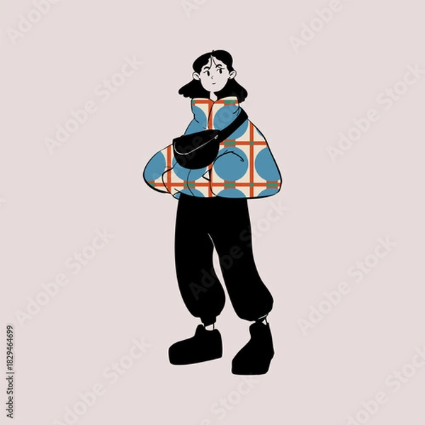 Obraz Girl Standing. Trendy vector illustration.