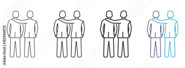 Fototapeta A collection of illustration support icons that shape the future with various line styles, thicknesses and colors on a white background.