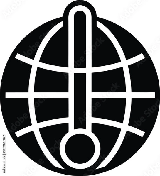 Fototapeta Global temperature chart icon with color spectrum and data visualization elements