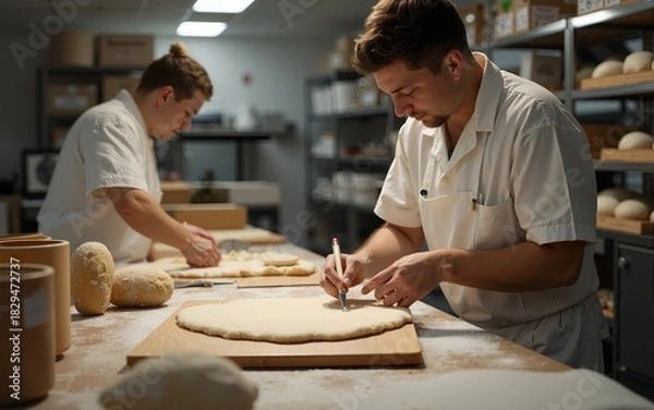 Obraz At work in the bakery workshop. High quality
