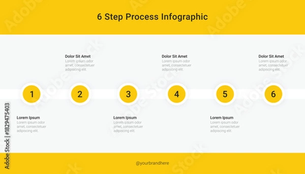 Obraz Six Step Process Infographic Template