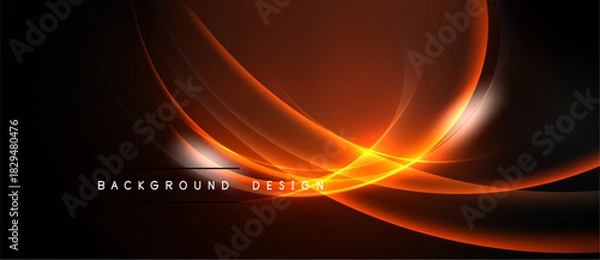 Obraz Abstract orange lines over black background. Dynamic curves create modern visual effect. Minimalist design suitable for digital projects.