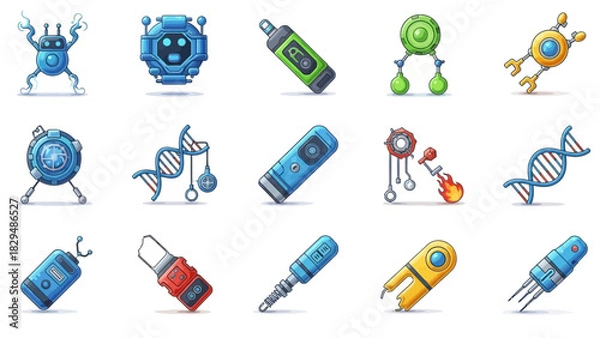 Obraz Collection of Futuristic Science and Technology Icons for Design Projects.